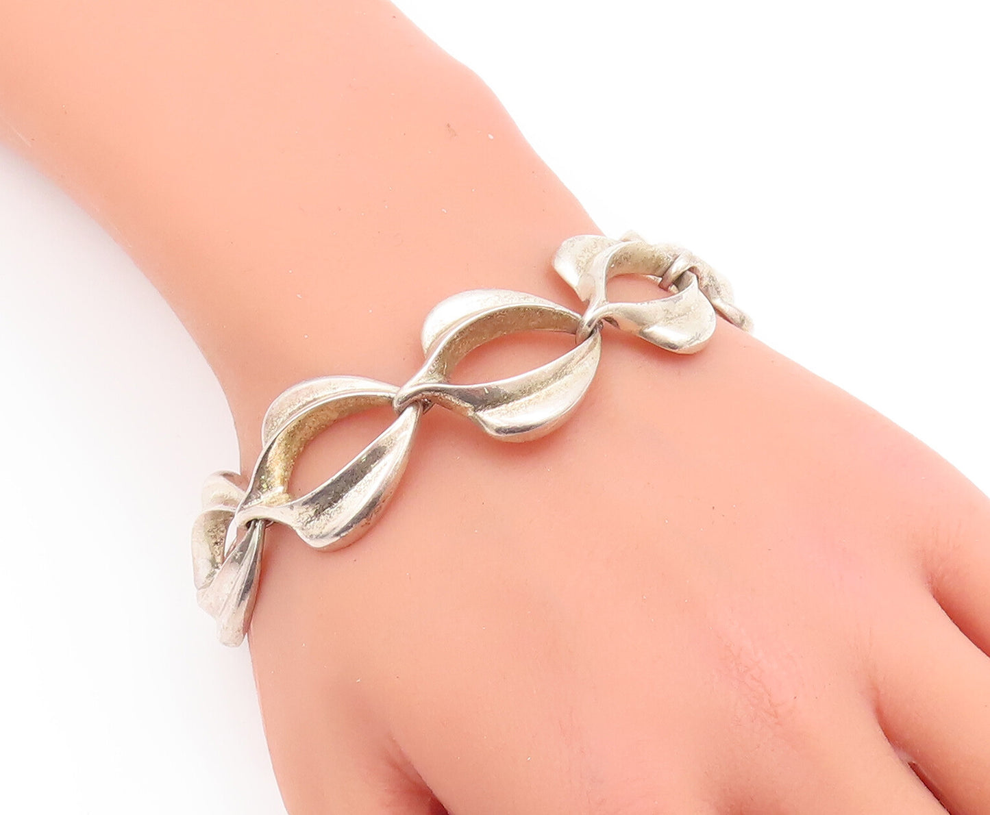 925 Sterling Silver Vintage Bracelet BAYANIHAN Designer Leaf Cut Design  BT10517