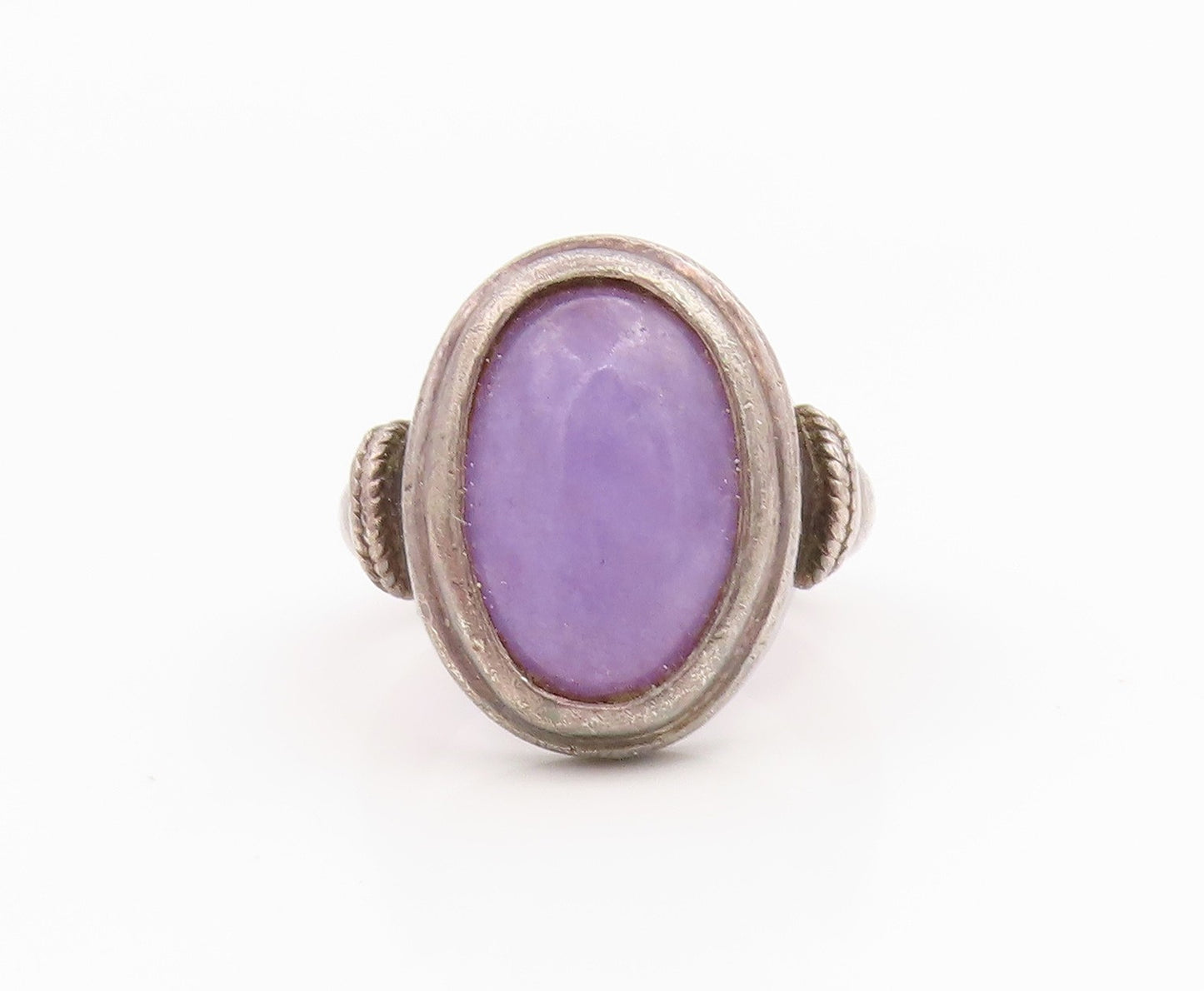 925 Sterling Silver Vintage Ring Cabochon Amethyst Statement Band Sz 6.5 RG35357