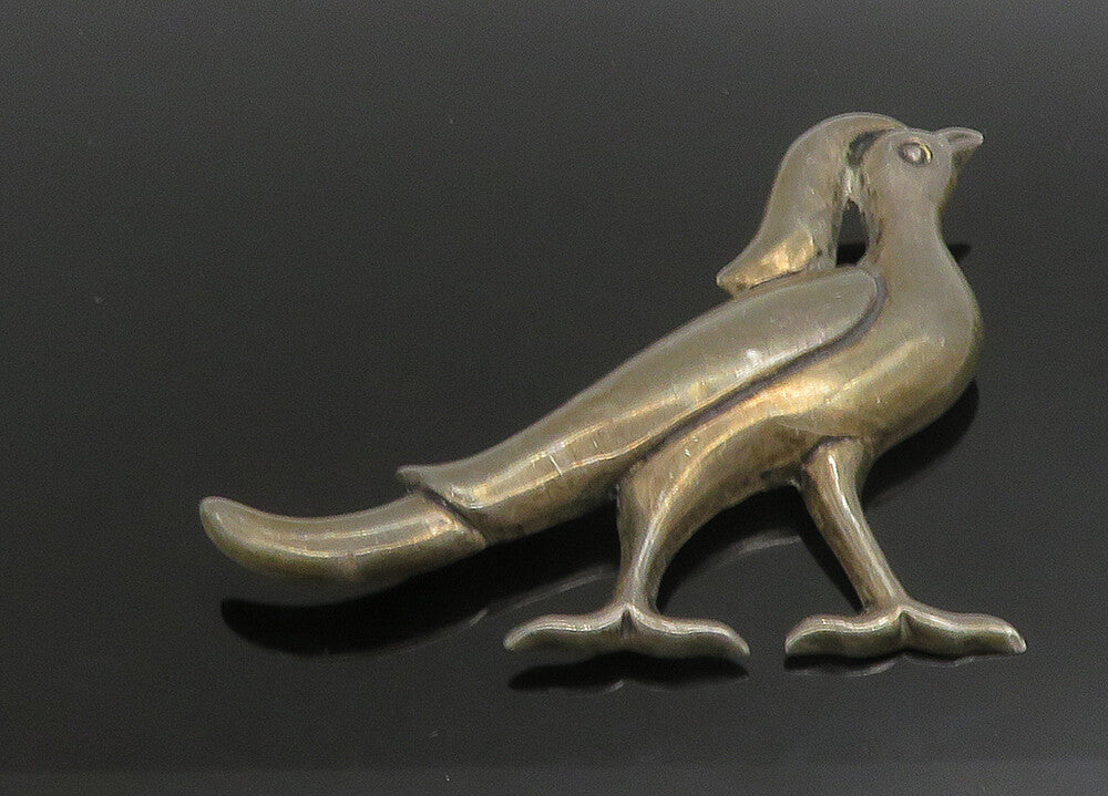 MEXICO 925 Sterling Silver  Vintage Dark Tone Hollow Bird Brooch Pin  BP9052