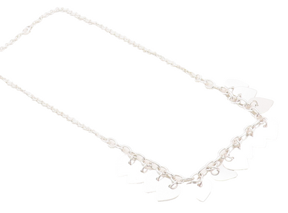 925 Sterling Silver Vintage Necklace Designer Carved Dangling Hearts  NE4389