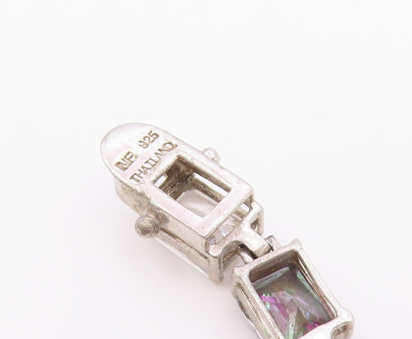 925 Sterling Silver  Vintage Cubic Zirconia & Mystic Topaz Bracelet  BT9518