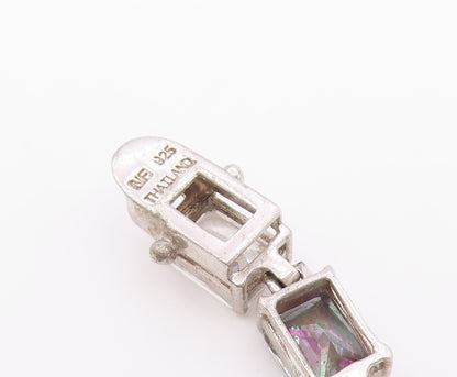 925 Sterling Silver  Vintage Cubic Zirconia & Mystic Topaz Bracelet  BT9518