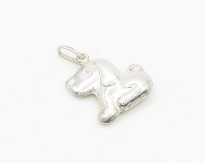 925 Sterling Silver  Vintage Shiny Hollow Sitting Dog Pendant  PT13829