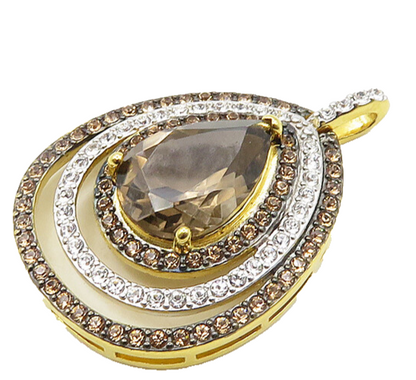 925 Sterling Silver  Topaz Cubic Zirconia & Citrine Tear Drop Pendant  PT15004