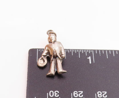 925 Sterling Silver  Vintage Petite Man In Suit With Hat Pendant  PT17956