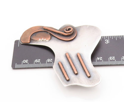 925 Sterling Silver Vintage Brooch Modernist Two Tone Lady Profile Pin  BP11941