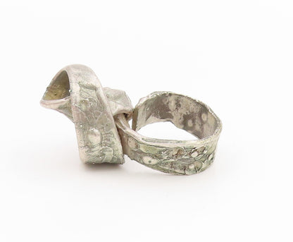 925 Sterling Silver Vintage Ring Solid Brutalist Design Band  Sz 6  RG34396