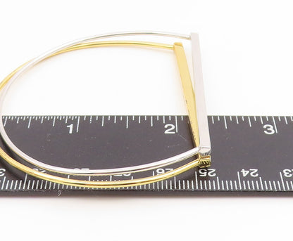 925 Sterling Silver Vintage Bracelet Two Tone Classic Sleek Bar Bangle  BT11916