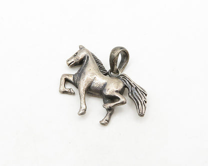 925 Sterling Silver  Vintage Petite Dark Tone Galloping Horse Pendant  PT15503