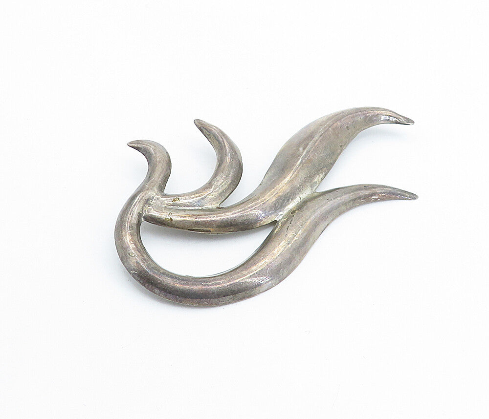 MEXICO 925 Sterling Silver  Vintage Dark Tone Modernist Brooch Pin  BP2505