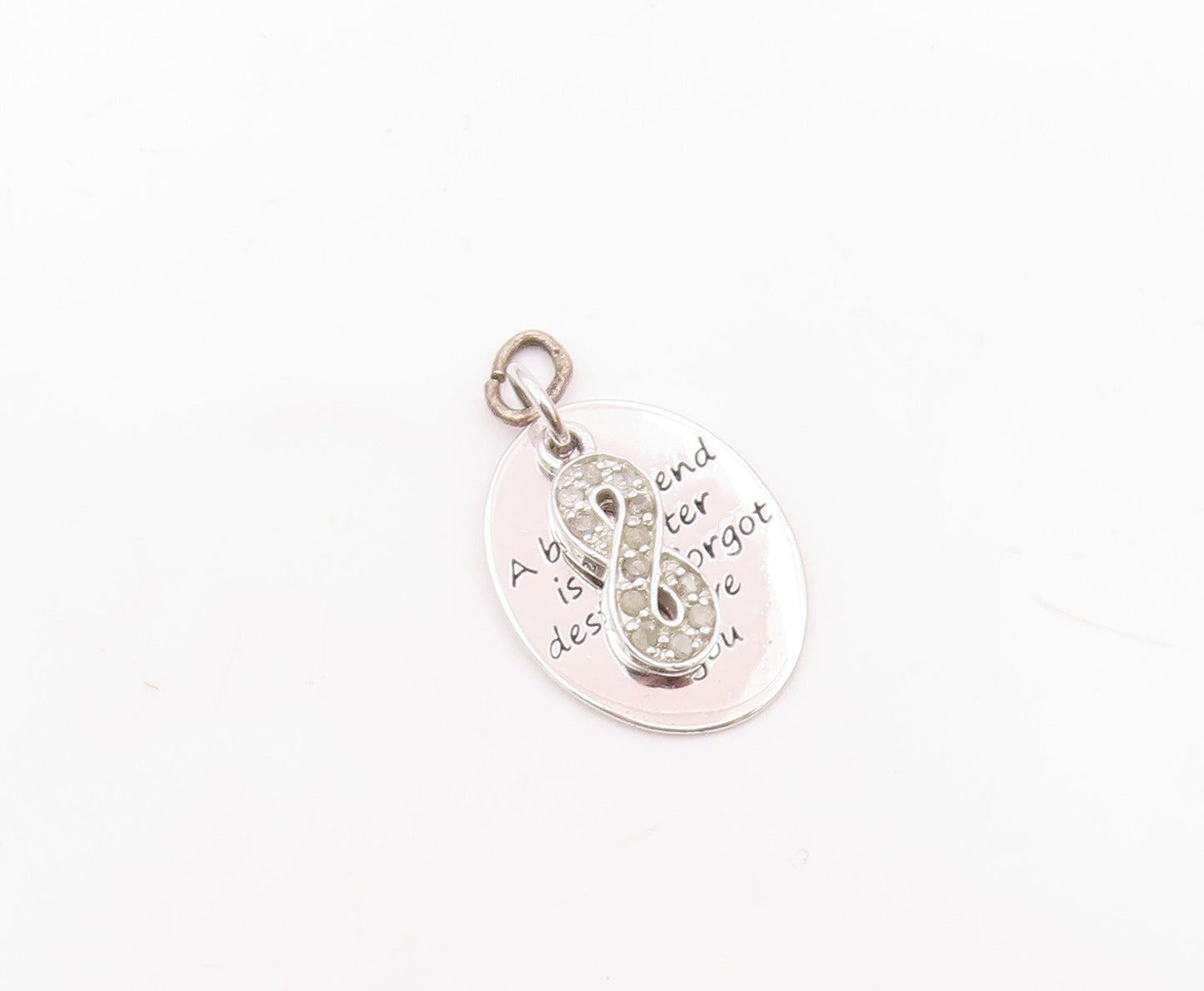 925 Silver  Vintage Genuine Diamonds Infinity Best Friends Pendant  PT16262