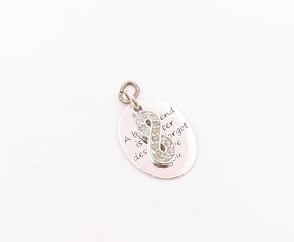 925 Silver  Vintage Genuine Diamonds Infinity Best Friends Pendant  PT16262
