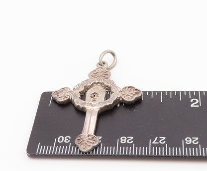 925 Sterling Silver Vintage Pendant Antique Religious St. Benedict Cross PT24336