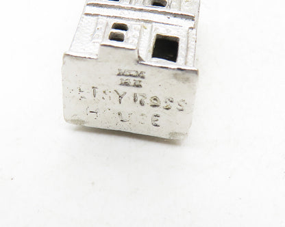 M&M 925 Sterling Silver  Vintage Petite House With Waving Flag Pendant  PT7656