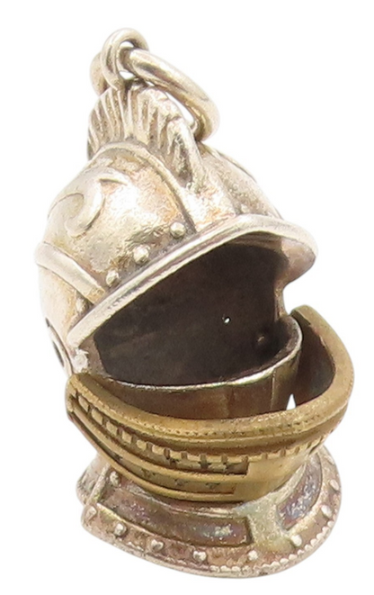 925 Sterling Silver Vintage Pendant Ancient Roman Gladiator Helmet Charm PT25276