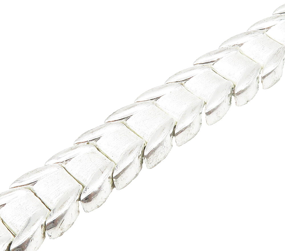 925 Sterling Silver  Shiny Matte Hinge Link Chain Bracelet  BT6019