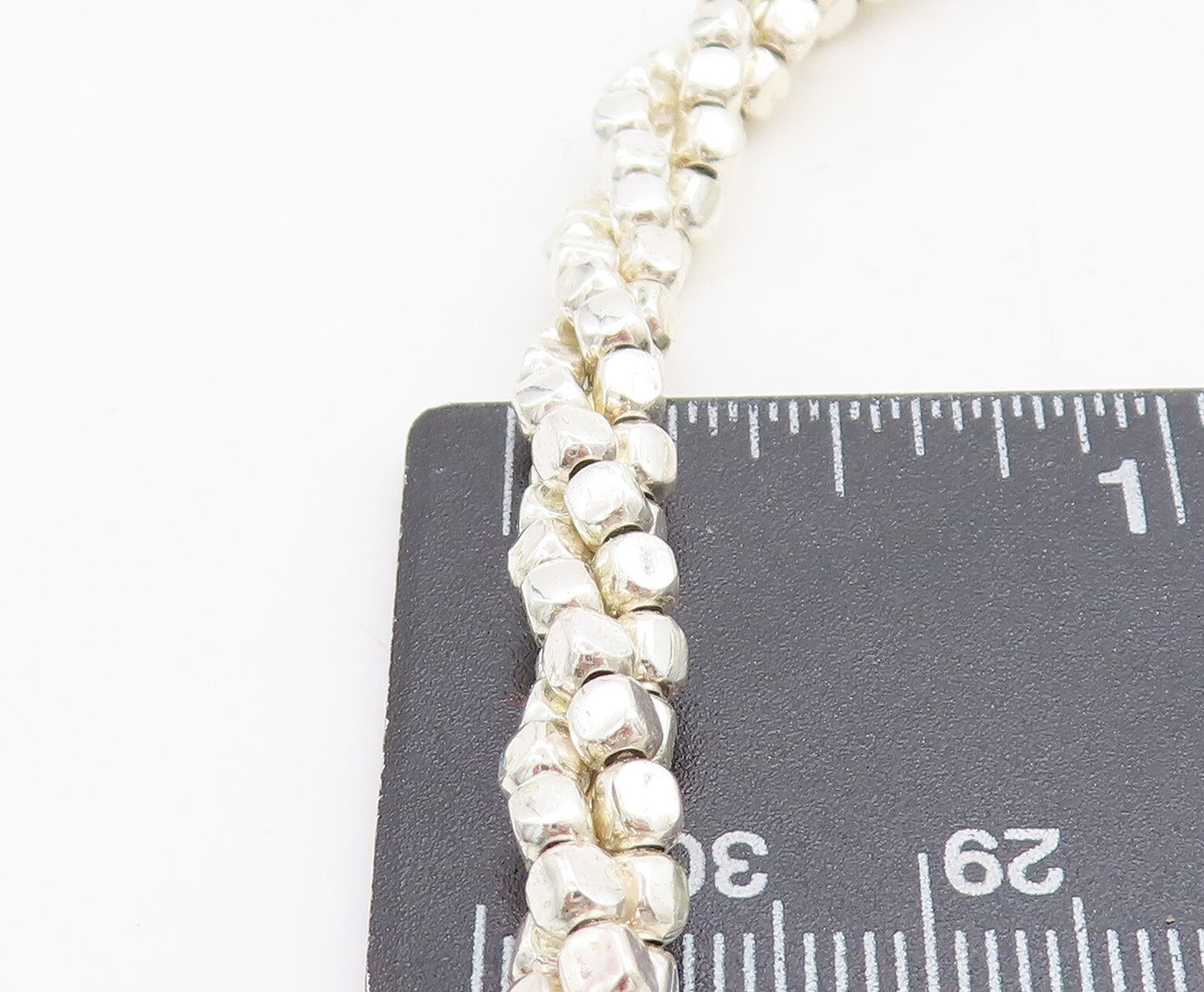 925 Sterling Silver Shiny Petite Beaded Multi Strand Chain Necklace NE1104