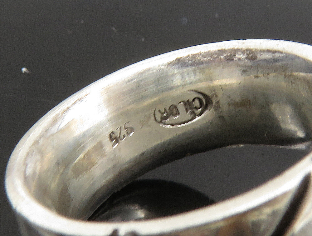CILOR 925 Sterling Silver  Vintage White Topaz Smooth Band Ring Sz 5  RG23947