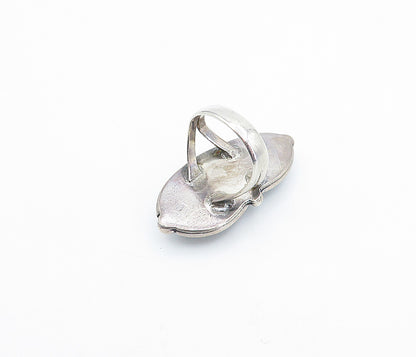 NAVAJO 925 Sterling Silver  Vintage Turquoise Twist Cocktail Ring Sz 6  RG3617