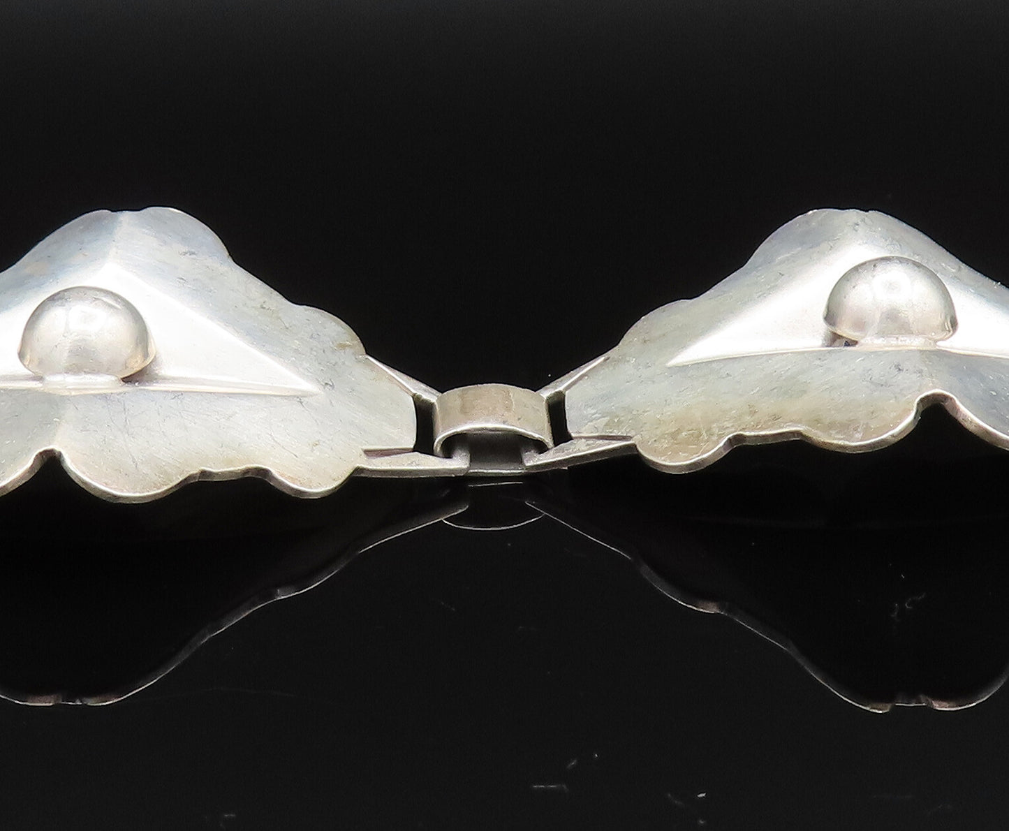 TAXCO 925 Sterling Silver Vintage Designer Floral Motif Link Bracelet BT9535