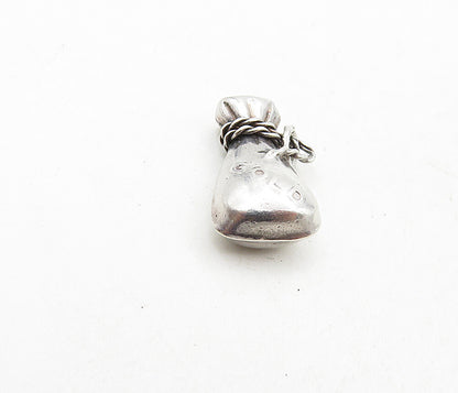 925 Sterling Silver  Vintage Petite Shiny Bag Of Gold Motif Pendant  PT6812