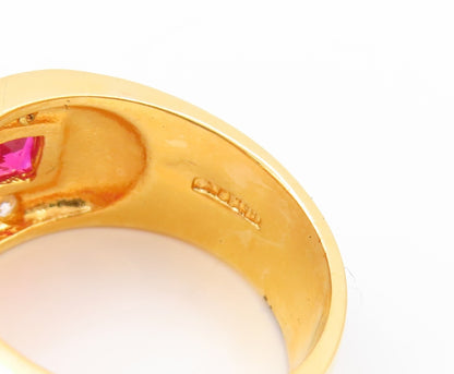 925 Sterling Silver Vintage Ring Gold Plated 2 Tone CZ Bands  Sz 7  RG32770