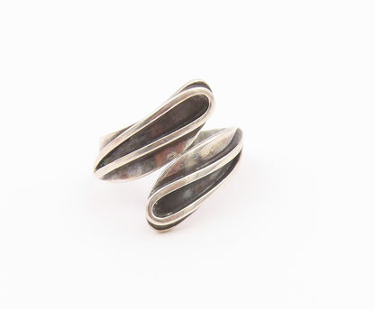 925 Sterling Silver Vintage Ring MEXICO Modernist Bypass Band  Sz 10  RG36536