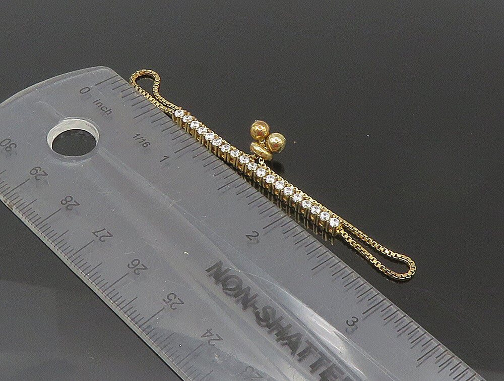 Gold Over 925 Silver  Cubic Zirconia Adjustable Child Box Chain Bracelet BT1062