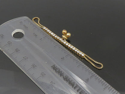 Gold Over 925 Silver  Cubic Zirconia Adjustable Child Box Chain Bracelet BT1062