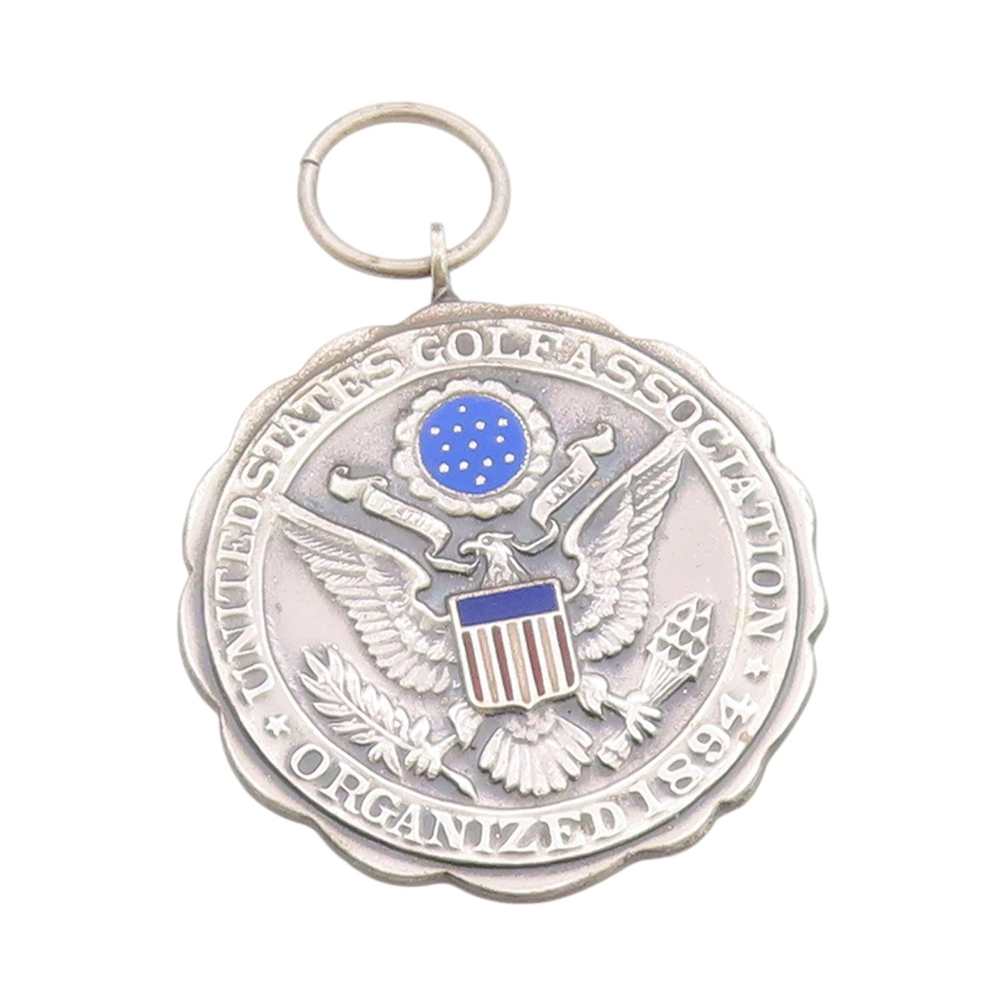 925 Sterling Silver Vintage Pendant 1894 US Golf Association Logo Carved PT24689