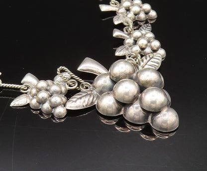 MEXICO 925 Sterling Silver Vintage Hollow Grape Cluster Chain Necklace NE4025