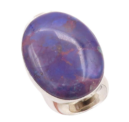 925 Sterling Silver Vintage Ring Oval Cabochon Purple Turquoise  Sz 6  RG28355