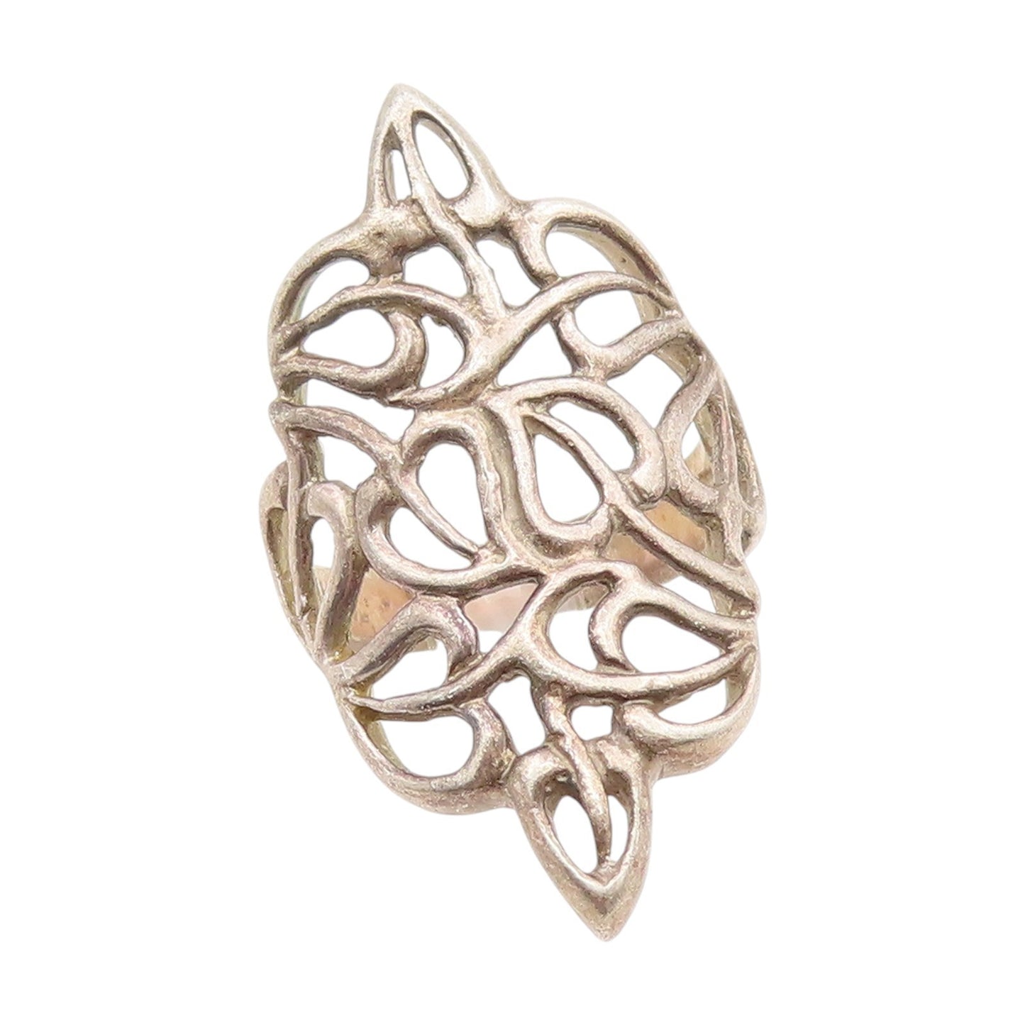 925 Sterling Silver Vintage Ring Open Celtic Knotwork Floral Band  Sz 7  RG34347