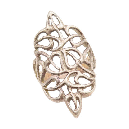 925 Sterling Silver Vintage Ring Open Celtic Knotwork Floral Band  Sz 7  RG34347