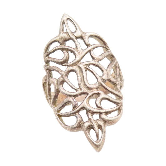 925 Sterling Silver Vintage Ring Open Celtic Knotwork Floral Band  Sz 7  RG34347