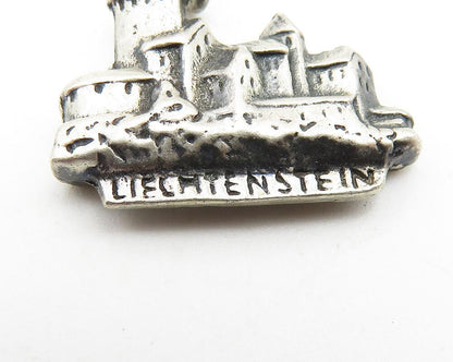 925 Sterling Silver Vintage Liechtenstein City Scene Drop Pendant PT8202