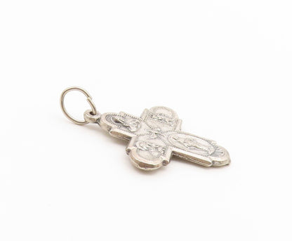 925 Sterling Silver Vintage Pendant Catholic Four Way Holy Cross Medal  PT26640