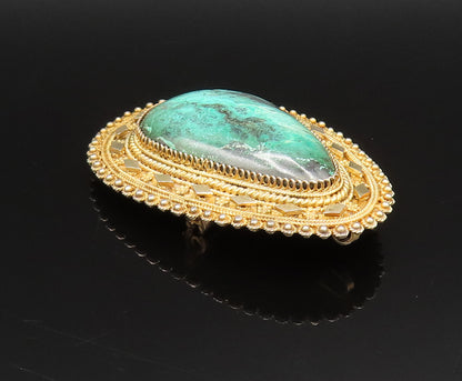 ISRAEL 925 Silver  Vintage Gold Plated Large Heavy Eilat Brooch Pin  BP9745