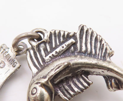 925 Sterling Silver  Vintage Virginia Beach Sailfish Charm Pendant  PT21783