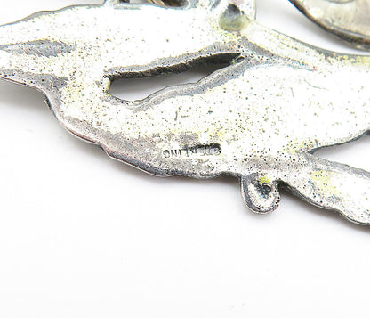 925 Sterling Silver  Vintage Antique Oxidized Floral Vine Brooch Pin  BP2137