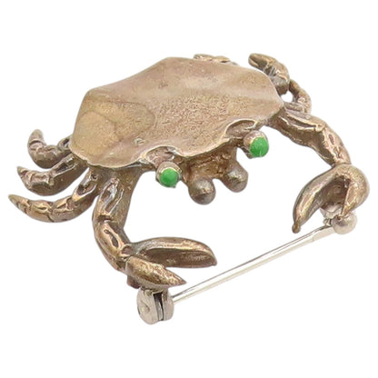 925 Sterling Silver Vintage Brooch Pin Classic Turquoise Eye Crab Cutout BP12630