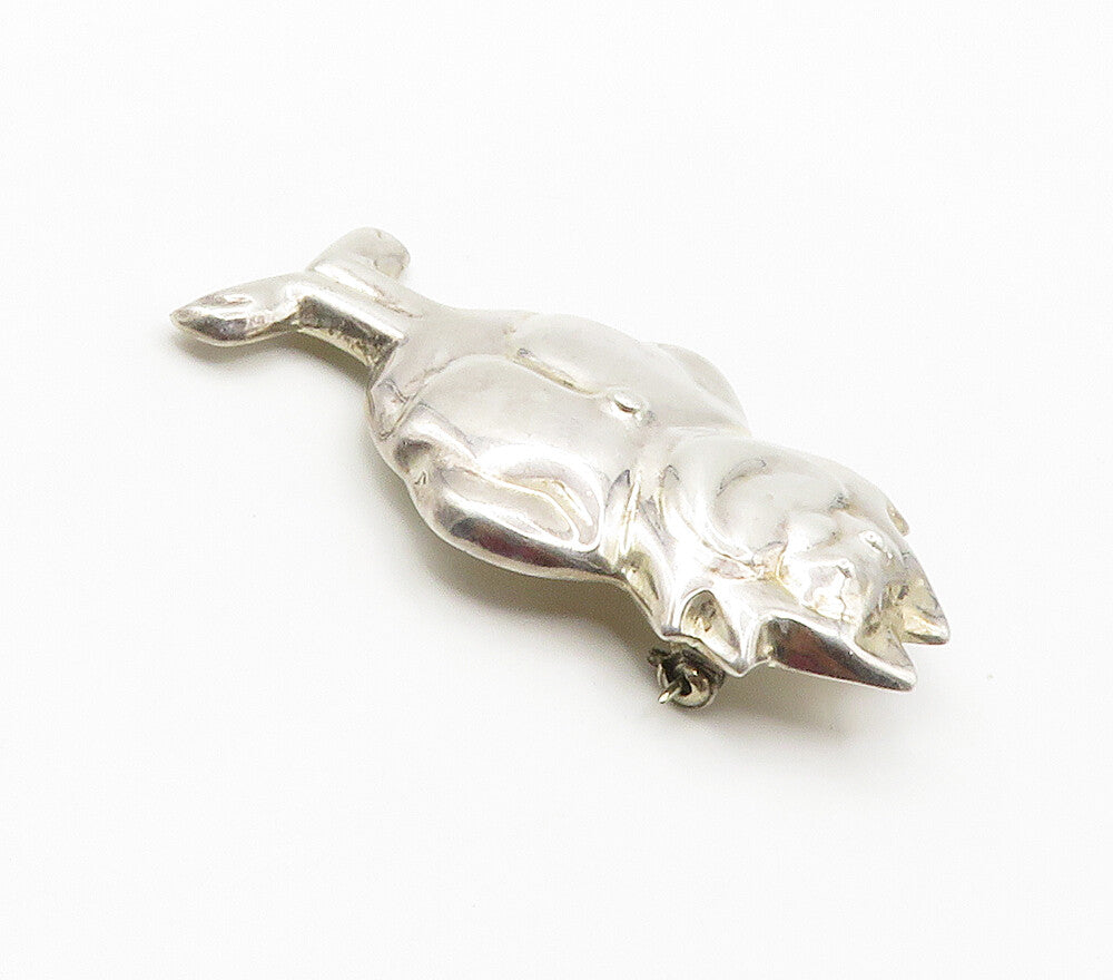 MEXICO 925 Sterling Silver  Vintage Shiny Hollow Character Brooch Pin  BP6071