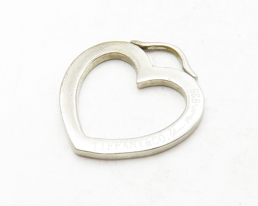 TIFFANY & CO. 925 Silver  Vintage Minimalist Open Love Heart Pendant  PT10453
