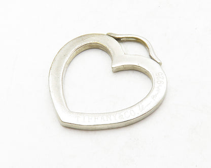TIFFANY & CO. 925 Silver  Vintage Minimalist Open Love Heart Pendant  PT10453