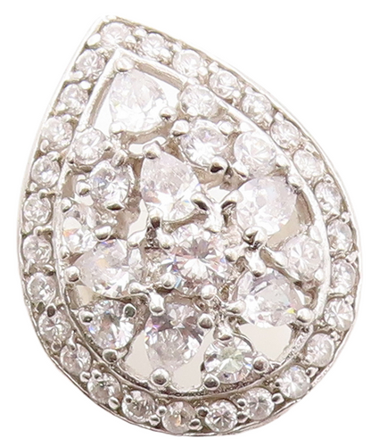 925 Sterling Silver Vintage Ring Designer Drop Cutout CZ Inlay  Sz 6  RG31074