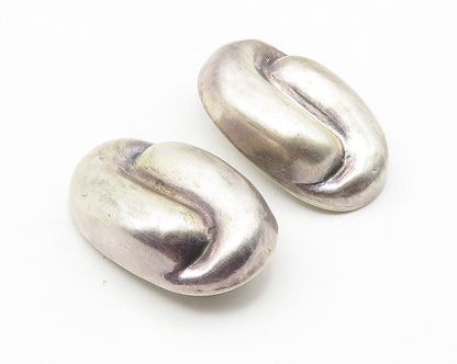 925 Sterling Silver  Vintage Hollow Bypass Dome Non Pierce Earrings  EG5701
