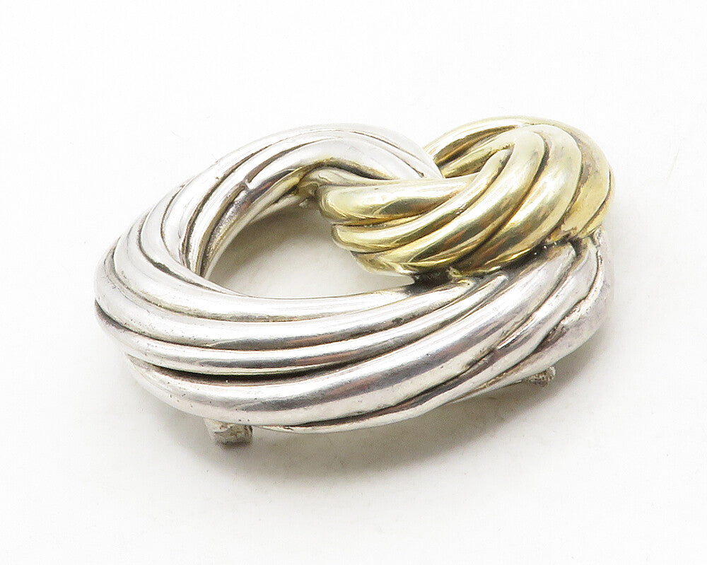 ISRAEL 925 Sterling Silver  Vintage Two Tone Hollow Twist Brooch Pin  BP4912