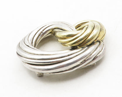 ISRAEL 925 Sterling Silver  Vintage Two Tone Hollow Twist Brooch Pin  BP4912