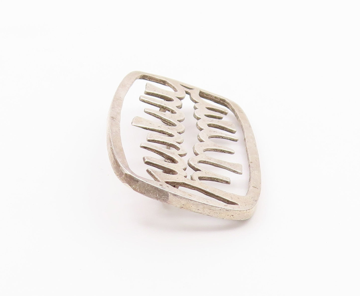 925 Sterling Silver  Vintage Shiny Open Design Smooth Brooch Pin  BP8852
