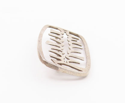 925 Sterling Silver  Vintage Shiny Open Design Smooth Brooch Pin  BP8852